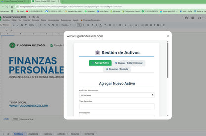 Finanzas Personales Pro 2025 Google Sheets "Multiusuarios"