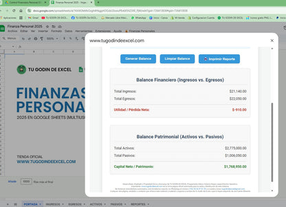 Finanzas Personales Pro 2025 Google Sheets "Multiusuarios"