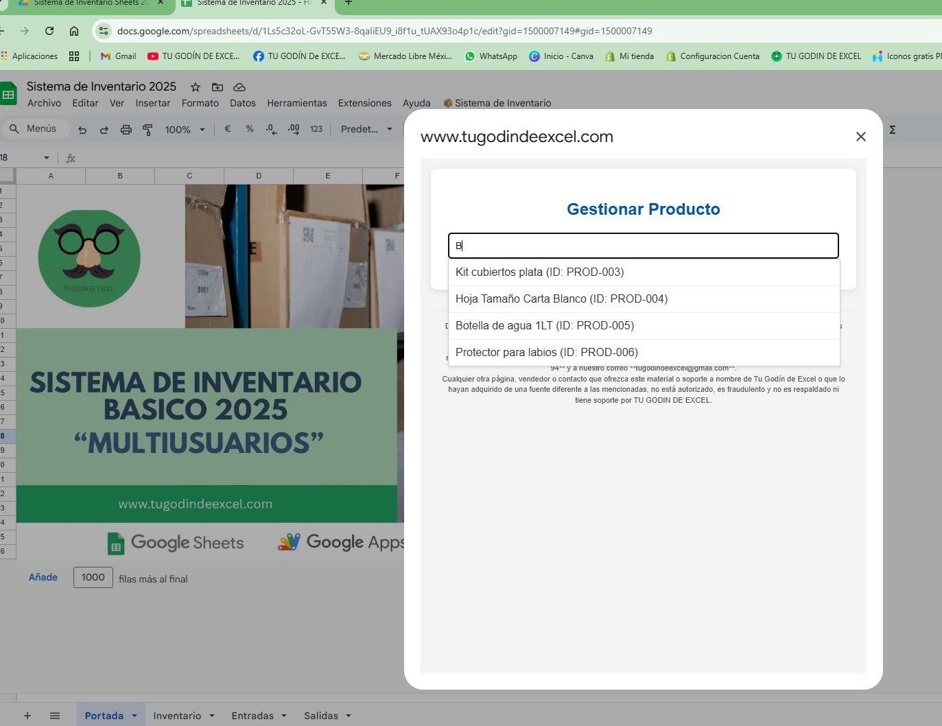 Sistema de Inventario Básico en Google Sheets 2025 "MultiUsuarios"