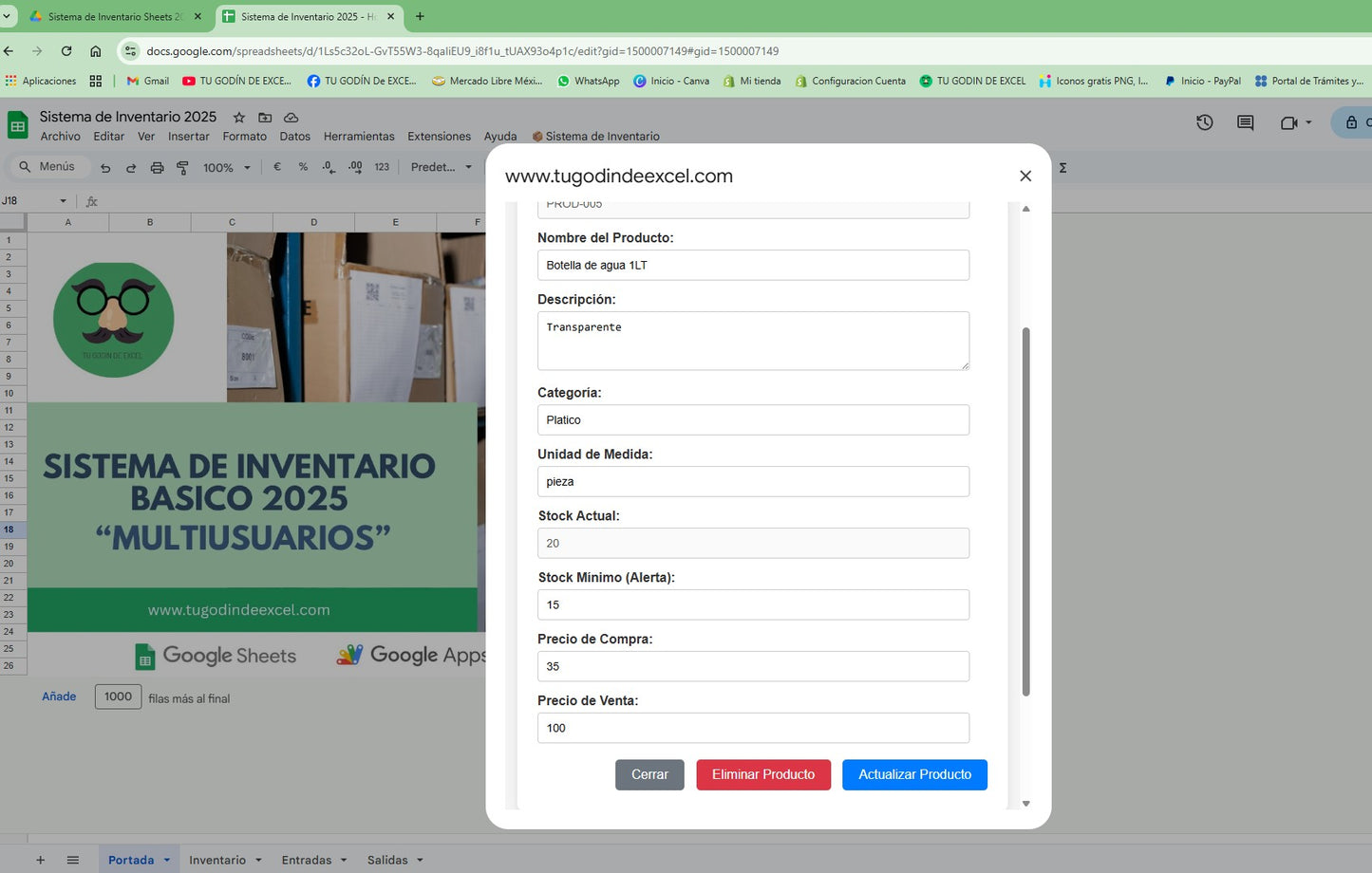 Sistema de Inventario Básico en Google Sheets 2025 "MultiUsuarios"