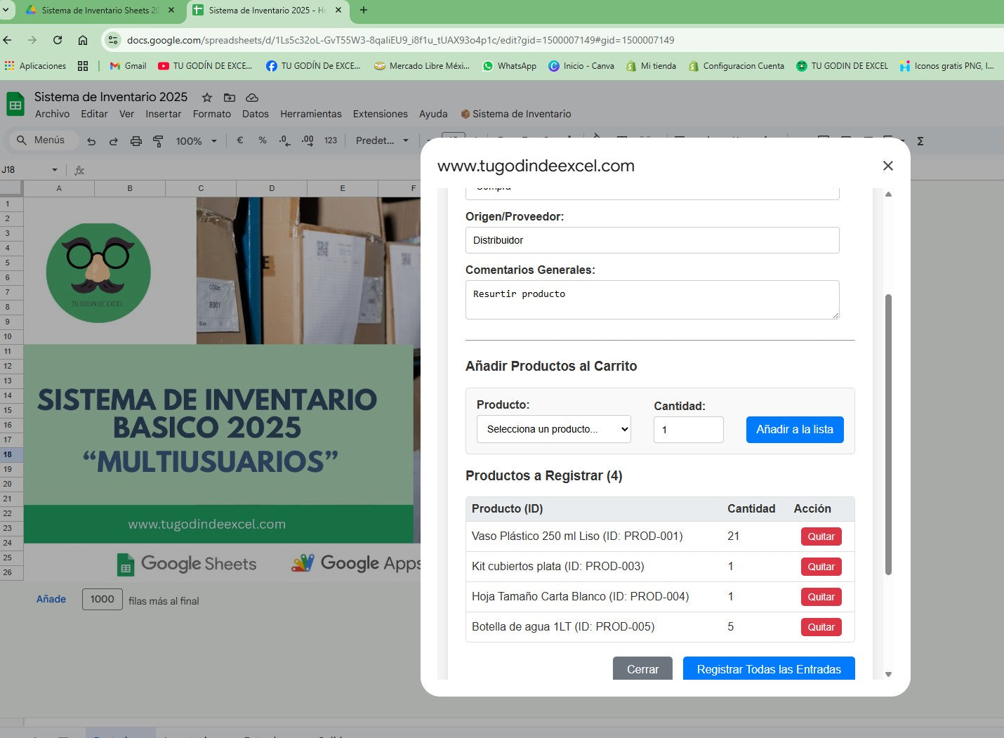 Sistema de Inventario Básico en Google Sheets 2025 "MultiUsuarios"