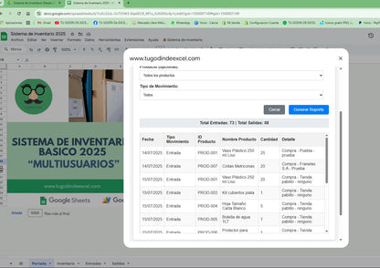 Sistema de Inventario Básico en Google Sheets 2025 "MultiUsuarios"