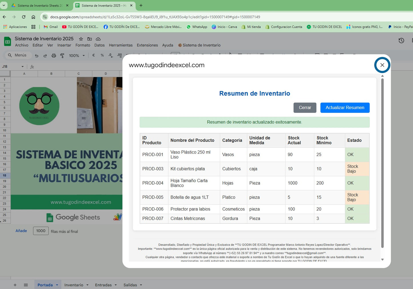 Sistema de Inventario Básico en Google Sheets 2025 "MultiUsuarios"