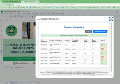 Sistema de Inventario Básico en Google Sheets 2025 "MultiUsuarios"