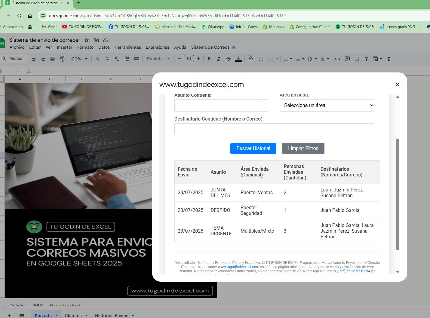 Sistema para Envio de Correos Masivos 2025 en Google Sheets MultiUsuarios