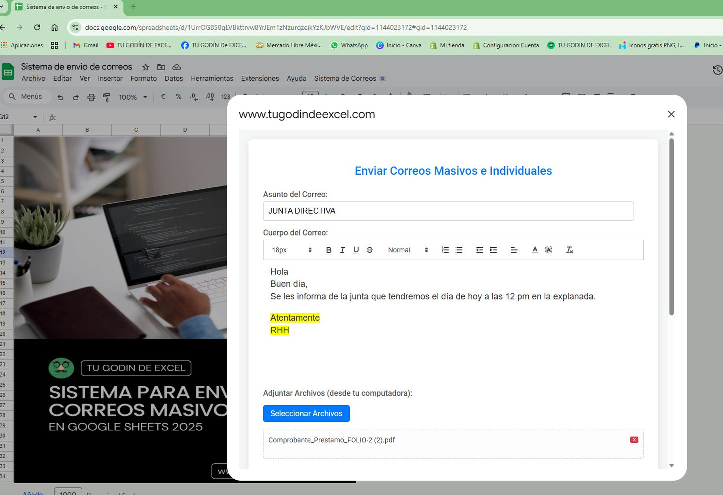 Sistema para Envio de Correos Masivos 2025 en Google Sheets MultiUsuarios