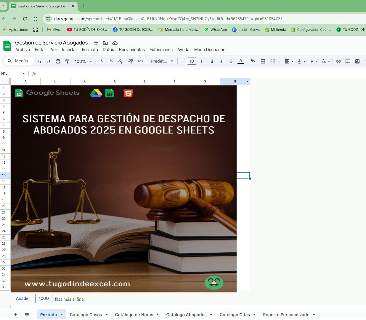 Sistema para Gestión de Despacho de Abogados 2025 en Google Sheets Multiusuarios
