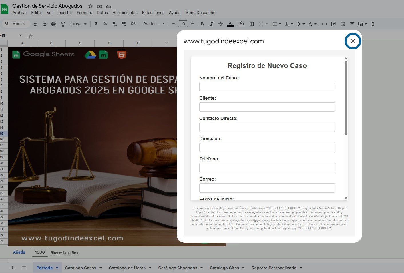 Sistema para Gestión de Despacho de Abogados 2025 en Google Sheets Multiusuarios
