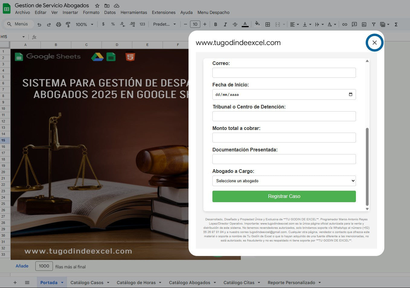 Sistema para Gestión de Despacho de Abogados 2025 en Google Sheets Multiusuarios