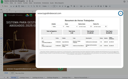 Sistema para Gestión de Despacho de Abogados 2025 en Google Sheets Multiusuarios