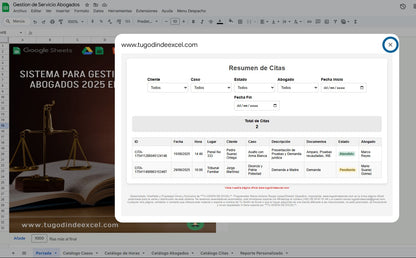 Sistema para Gestión de Despacho de Abogados 2025 en Google Sheets Multiusuarios