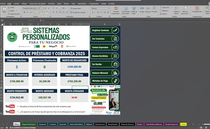 Sistema para Control de Préstamo, Crédito y Cobranza 2025 en Excel