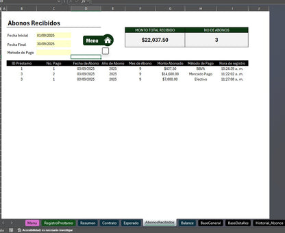 Sistema para Control de Préstamo, Crédito y Cobranza 2025 en Excel