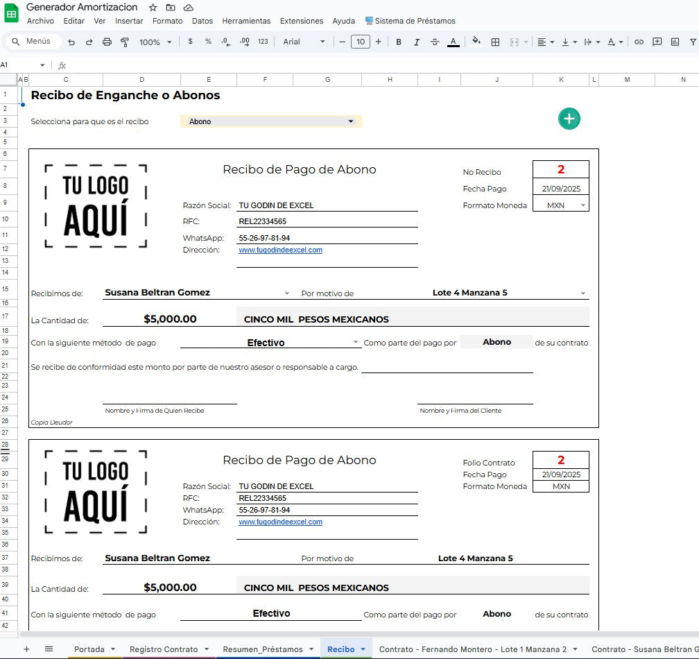 Sistema Generador de Tablas de Amotización 2025 en Google Sheets