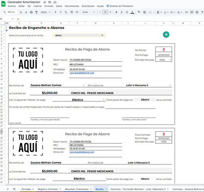 Sistema Generador de Tablas de Amotización 2025 en Google Sheets