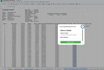 Sistema Generador de Tablas de Amotización 2025 en Google Sheets