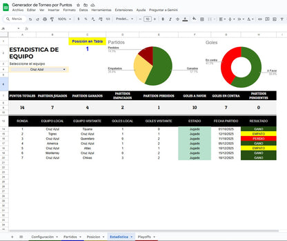 Generador de Torneos o Ligas Deportivas Multiusuario 2025 en Google Sheets