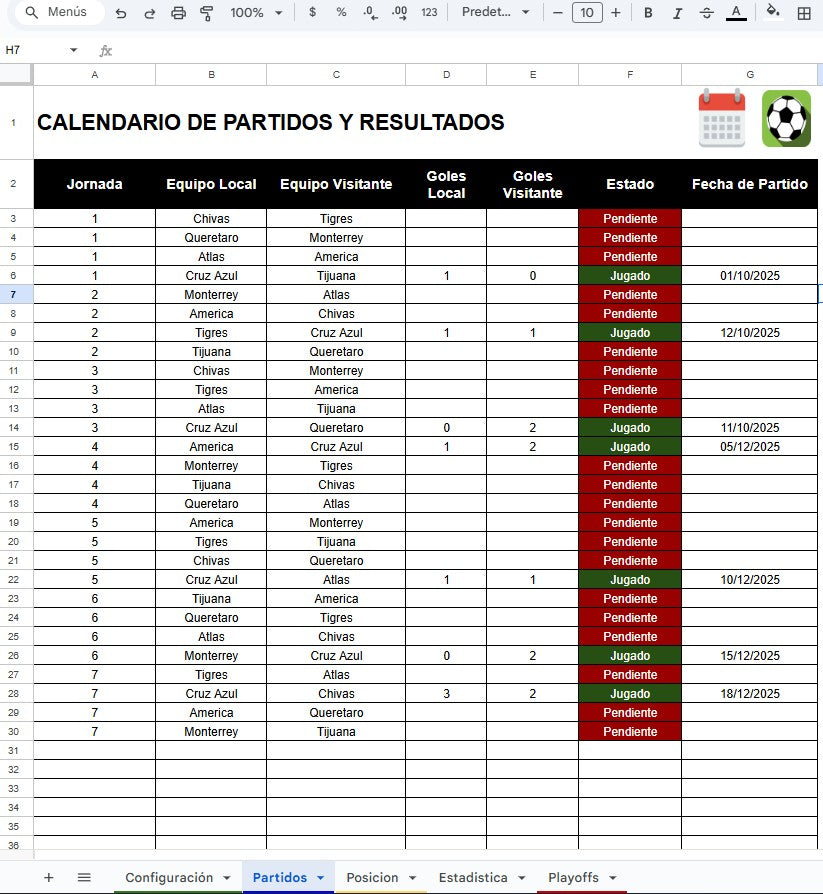 Generador de Torneos o Ligas Deportivas Multiusuario 2025 en Google Sheets