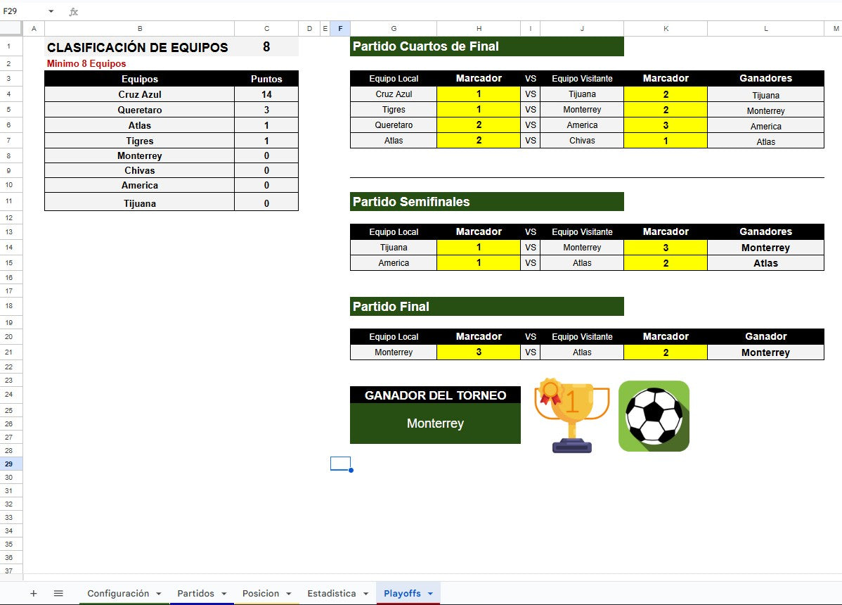 Generador de Torneos o Ligas Deportivas Multiusuario 2025 en Google Sheets