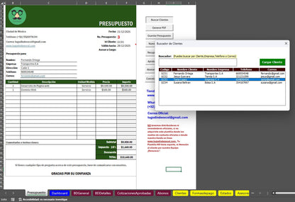 Sistema de Cotización 2026 Pro en Excel (Genera PDF,Guarda,Edita, Aprueba, Controla Estados y Abonos)