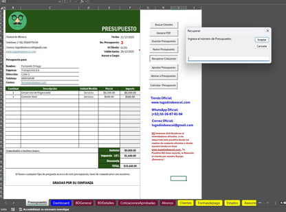 Sistema de Cotización 2026 Pro en Excel (Genera PDF,Guarda,Edita, Aprueba, Controla Estados y Abonos)