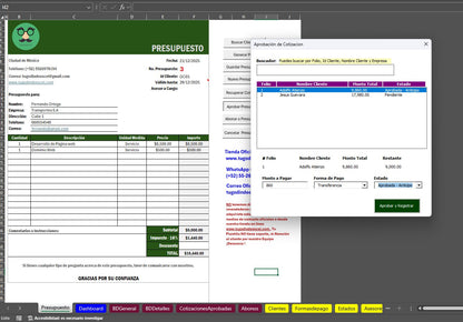 Sistema de Cotización 2026 Pro en Excel (Genera PDF,Guarda,Edita, Aprueba, Controla Estados y Abonos)