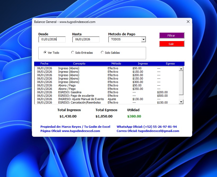 Sistema para Renta de Mesas y Sillas para Eventos 2026 en Excel