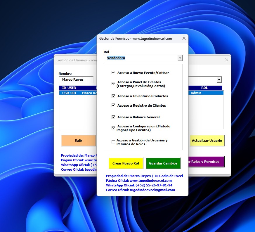 Sistema para Renta de Mesas y Sillas para Eventos 2026 en Excel