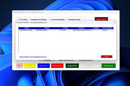 Sistema para Renta de Mesas y Sillas para Eventos 2026 en Excel
