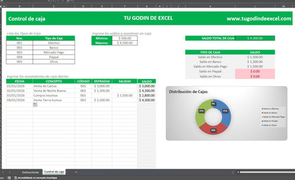 Plantilla Control o Flujo de Caja Básica en Excel