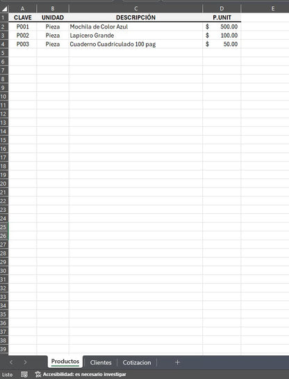 Formato de Hoja de Cotización Básica en Excel 2026