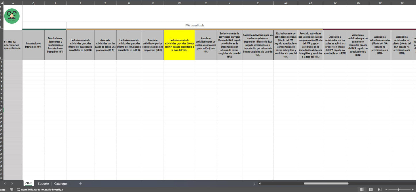 Plantilla Carga Batch (DIOT) 2026 en Excel