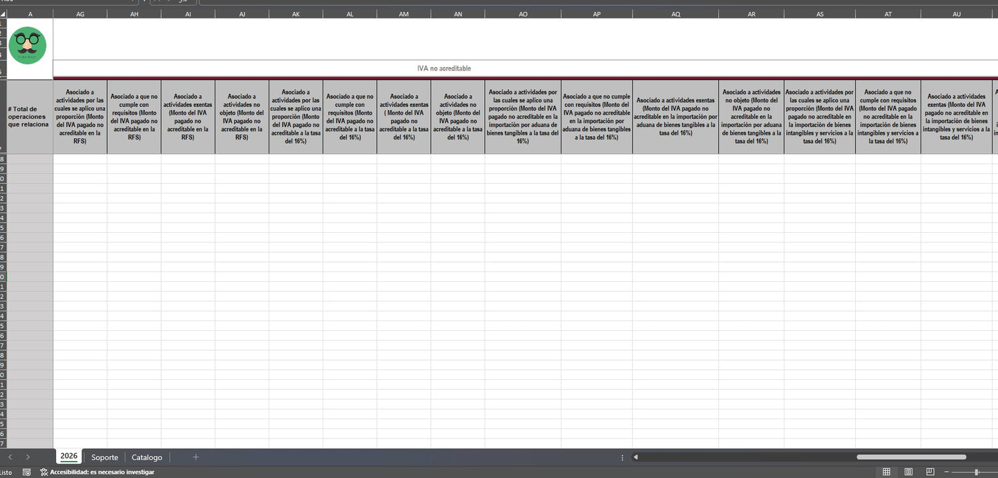 Plantilla Carga Batch (DIOT) 2026 en Excel