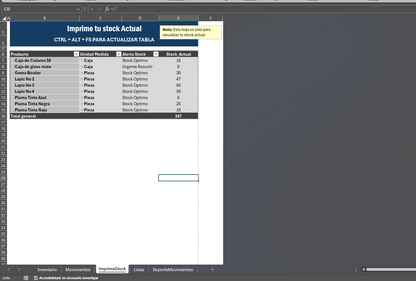 Formato de Inventario Basico para Control de Stock