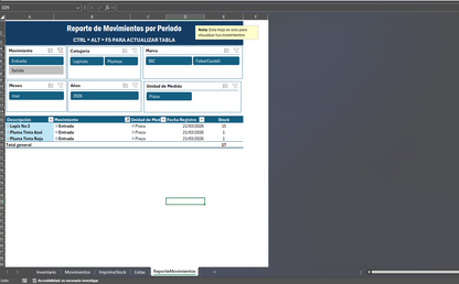 Formato de Inventario Basico para Control de Stock