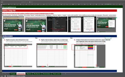 Generador de Listas de Asistencias para Clases Privadas en Excel 2026 Windows/MAC
