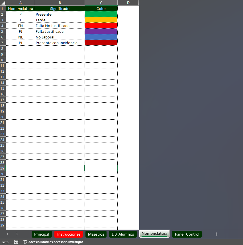 Generador de Listas de Asistencias para Clases Privadas en Excel 2026 Windows/MAC