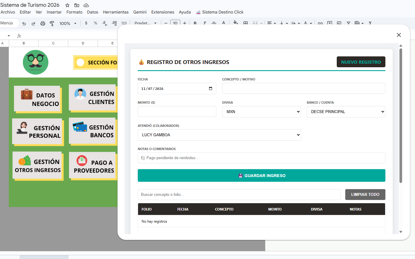 Sistema para Agencia Turistica en Google Sheets 2026 ¡Multiusuarios!