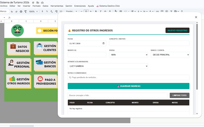 Sistema para Agencia Turistica en Google Sheets 2026 ¡Multiusuarios!