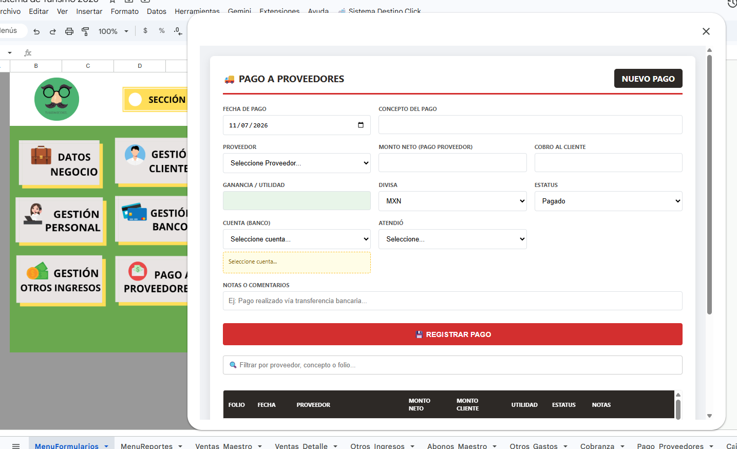 Sistema para Agencia Turistica en Google Sheets 2026 ¡Multiusuarios!
