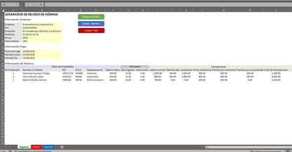 Generador de Multiples Recibos de Nómina en Excel (Windows/MAC)