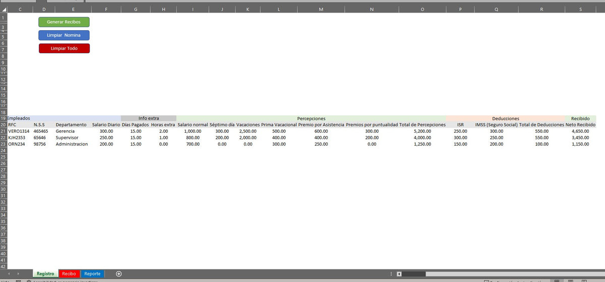 Generador de Multiples Recibos de Nómina en Excel (Windows/MAC)