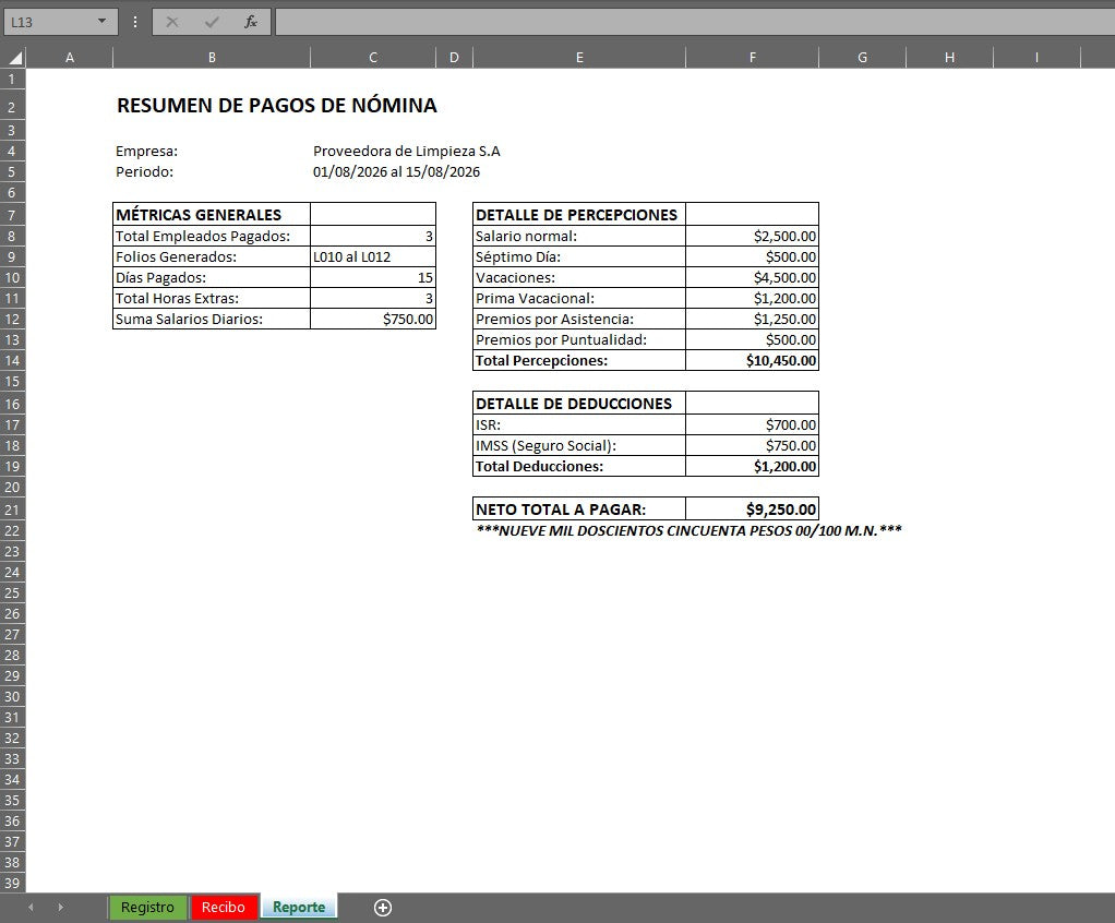 Generador de Multiples Recibos de Nómina en Excel (Windows/MAC)
