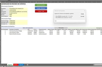 Generador de Multiples Recibos de Nómina en Excel (Windows/MAC)