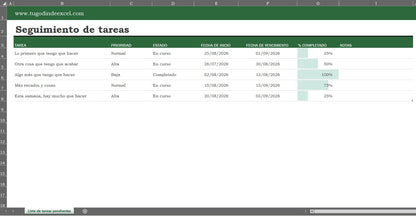 Formato Básico para Seguimiento de Tareas en Excel