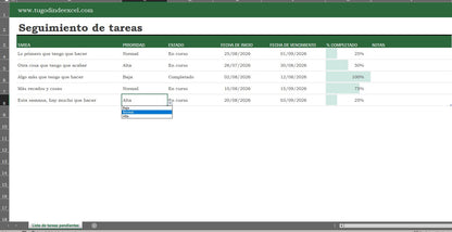 Formato Básico para Seguimiento de Tareas en Excel