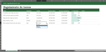 Formato Básico para Seguimiento de Tareas en Excel