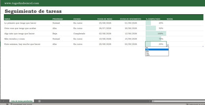 Formato Básico para Seguimiento de Tareas en Excel