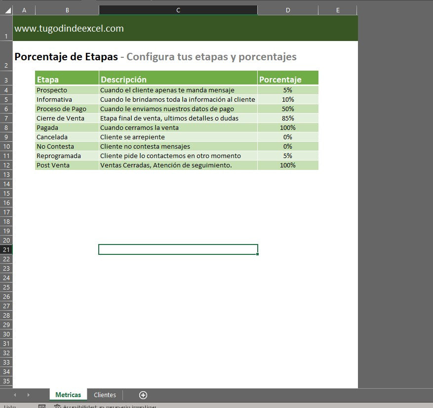 Formato Básico para Seguimiento de Clientes en Excel