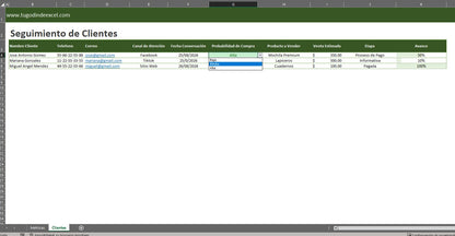 Formato Básico para Seguimiento de Clientes en Excel